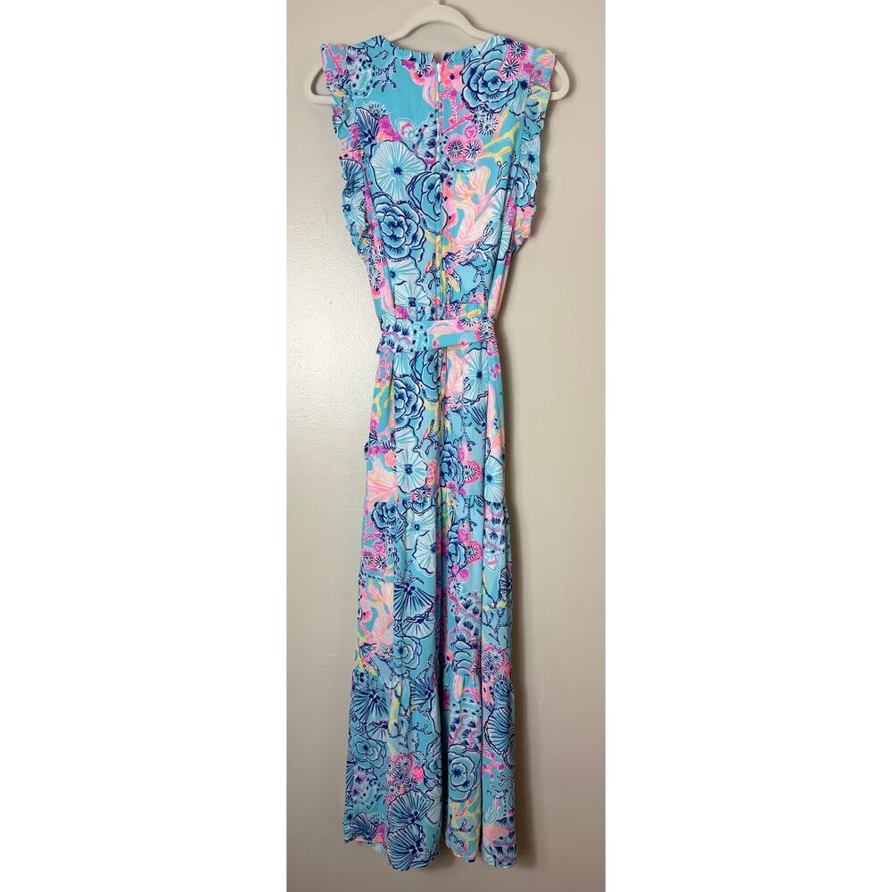 Lilly Pulitzer Blue Maxi Dress Beach Vacation Tropical Nautical - Picture 4 of 16